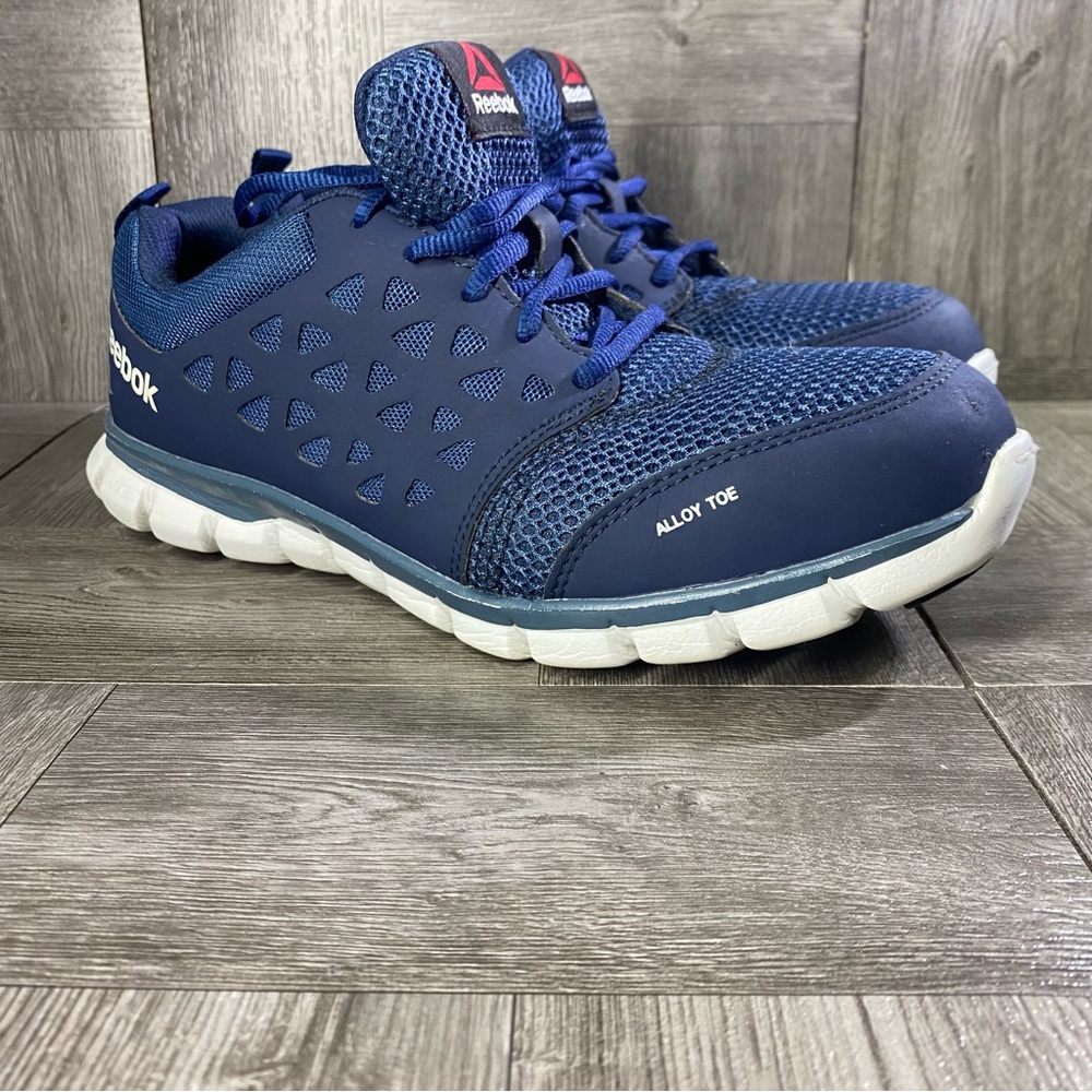 Reebok Sublite Shoes Men's Size 8W - Work Alloy Safety Toe + Cushion Blue RB4043